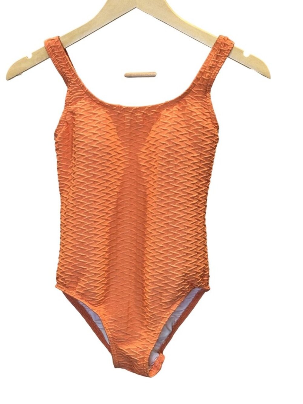 Land's End Scoop Neck Orange Coral Women's Size S 4 One Piece Tank Swimsuit